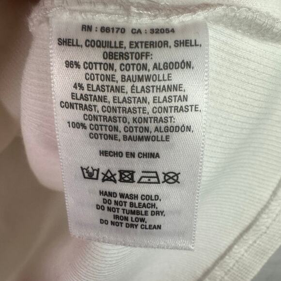 Anthropologie Womens size Large Ruffle Short Sleeve Ribbed Top White - Picture 8 of 8